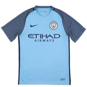 Nike Manchester City Sky Blue and Dark Gray Football Jersey Size XL